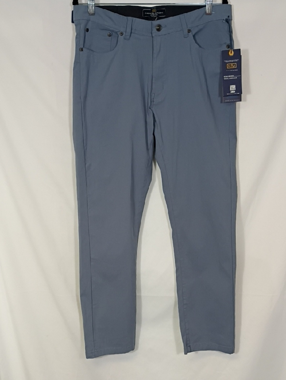 NWT Nickel And Iron Dusty Blue Stretch 5 Pocket Tech Pant Sz 34x 30 Stretch